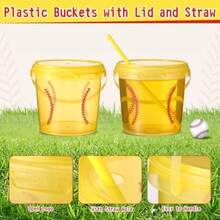 12 Set 25 Oz Plastic Drink Buckets With Straws Handles Lids Reusable Cocktail Rum Buckets 750ML Smoothie Milk Tea Cups  Containers Pails Sport Party Supplies - View 3