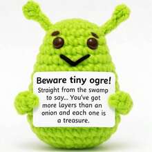 1件绿色怪兽手工励志绿色食人魔钩针娃娃袜子，内含脏兮兮的圣诞老人白色大象生日礼物，男女皆宜——积极向上、小巧有趣又可爱的钩针土豆 - 彩色 - 查看 1