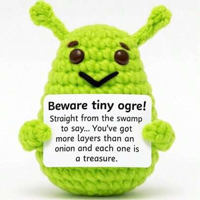 1件绿色怪兽手工励志绿色食人魔钩针娃娃袜子，内含脏兮兮的圣诞老人白色大象生日礼物，男女皆宜——积极向上、小巧有趣又可爱的钩针土豆