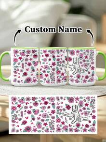 1pc 11oz/15oz Custom Mother's Day Name Mug, Personalized Coffee Cup With Printed Name. The Wrap-Around Pattern On The Mug Can Be Customized With Up To 8 Children Holding Their Mother's Hand. This Mother-Themed Mug With Floral Elements Is An Ideal Gift For Mom And A Unique, Thoughtful Present - 款式3 - 查看 16