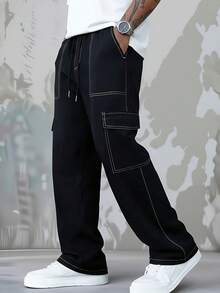 Men's Sports Casual Long Pants Spring Autumn Fashion Outdoor Thin Multi-Pocket Long Pants - Black - View 4