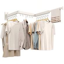 Estante de secado de ropa para colgar ropa estante plegable para secar la ropa estante de secado plegable retráctil para colgar ropa ganchos blancos - Blanco - Ver 2