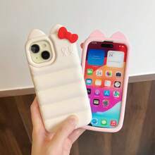[Best Seller] Cute Korean New Design Down Jacket With 3D Ribbon And Cat Ears, TPU Soft Phone Case For IPhone 17/17 Pro/17 Pro Max/16/16 Plus/16 Pro/16 Pro Max/15/15 Plus/15 Pro/15 Pro Max/14/14 Plus/14 Pro/4 Pro Max/13/13 Pro/13 Pro Max/12 Pro Max. Gorgeous, Luxurious Feel, Waterproof, Shockproof, Drop-Proof, And Scratch-Resistant. A Perfect Gift For Your Girlfriend. - trắng - Xem 2