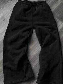 Set de 2 pantalones de chándal informales y holgados para hombre de talla grande, con diseño de cordón, estilo relajado, negro + gris - Multicolor - Ver 3