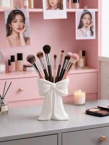 1pc Cute Bow-Shaped Pen Holder - A Desktop Makeup Brush And Office Supply Organizer With Elegant Makeup Brush Storage Design, Ideal Creative Decor For Girls, Students And Young Women - Multicolor - View 6