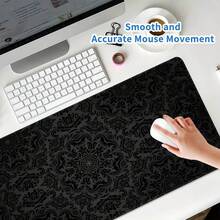 Black & Gray Textured Extra Large Mouse Pad, Gaming Desk Mat, Big Keyboard Pad, Washable, Rubber Non-Slip Bottom, Stitched Edge, Gift Mouse Pad, Desk Protector, Study Pad, Multiple Sizes Available, Computer Keyboard Mat, Laptop Pad - Black and Gray Texture - View 5