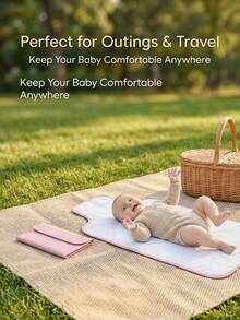 1pc Portable Waterproof Changing Pad With Wipe Pocket, Diaper Changing Mat For Infants, Removable Travel Changing Pad, Great Gift For Baby Shower, Newborn Baby Girl And Boy - Pink - View 6