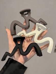 Bộ 3 kẹp tóc/1 chiếc dành cho nữ, cỡ cực lớn 12cm/4.72in, màu nâu, đen, trắng, chất liệu nhựa mờ tối giản, đa năng, thanh lịch, phù hợp cho sử dụng hàng ngày, tạo kiểu tóc, rửa mặt/tắm, trang điểm và phối đồ. - Nhiều màu - Xem 5