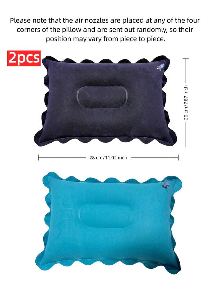 1 pieza Almohada pequeña inflable, Almohada de viaje portátil para el cuello + Almohada de apoyo para la siesta, Almohada de avión, Compacta y ligera, Plegable y fácil de guardar, Adecuada para viajar - Multicolor - Añade 25