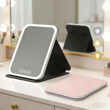 Rechargeable Travel Makeup Mirror With LED Lights, Portable Lighted Vanity Mirror With 3 Color Temperatures, Touch Dimming, Foldable Tabletop LED Cosmetic Mirror - Multicolor - View 4