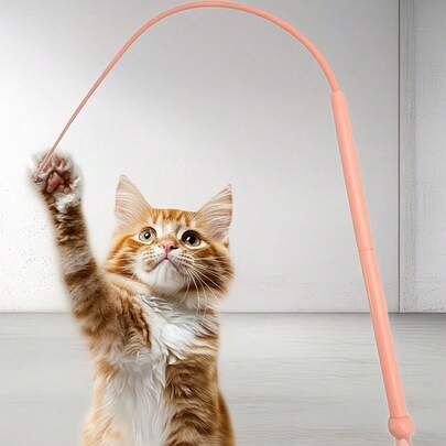 Detachable & Replaceable Fake Mouse Tail Cat Teaser Wand | Silicone Interactive Cat Toy For Kitten Self-Play & Boredom Relief