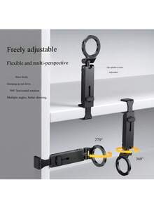 Adjustable Mini Foldable Phone Stand Smartphone Tripod, Compact, Compatible With Magsafe, Multifunctional Smartphone Stand Handheld, Clipped, Hanging Magnetic Magnet, Built In Hook, Foldable, Portable, Stable, Lightweight, Angle Adjustable, Horizontal/Vertical Vlog, Tabletop, Spring Gift - Black - View 9