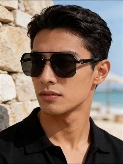 HOYNI Kính mắt nam gọng vuông hai cầu tuyệt đẹp, kiểu dáng cổ điển chuyên nghiệp, nhẹ và thoải mái, gọng đen với tròng đen, phù hợp cho du lịch, kỳ nghỉ, đeo hàng ngày, đi biển và các hoạt động ngoài trời. Cần thiết cho kỳ nghỉ hè ở biển và các chuyến du lịch ngoài trời.