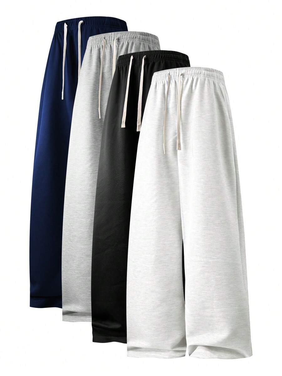 Men's Solid Color Plain Sweatpants Casual Athletic Elastic Waist Drawstring Trousers For Gym Running Travel Spring Summer Fall - 花灰色 - 查看 1
