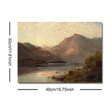 1 Stück gerahmtes/ungerahmtes stimmungsvolles vintage Bergfluss Schaf Leinwand Poster, retro Landschaftsmalerei, rustikale Wandkunst für Eingang, Flur, Cottagecore Dekoration, horizontal für Wohnung, Wohnzimmer, Schlafzimmer, moderne Heimdekoration - A - Übersicht 10