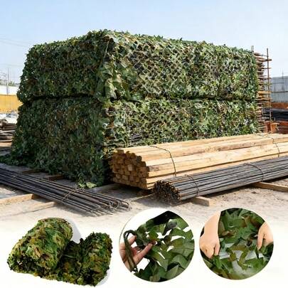 1 tấm lưới ngụy trang cao cấp - Họa tiết rừng xanh bền chắc, thích hợp cho cắm trại, che nắng, trang trí tiệc và đạo cụ Halloween | Đa năng cho hoạt động ngoài trời như săn bắn, câu cá, màn chắn riêng tư và dựng lều, che nắng | Thiết kế hòa quyện với thiên nhiên | Vải chống chịu thời tiết, phụ kiện cắm trại