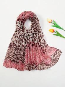 1pc Leopard Print Vintage Pattern Scarf/Shawl - Multicolor - View 2