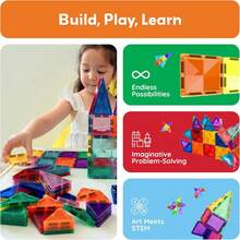 PicassoTiles - Magnetic Block Set, Diamond Series, Magnetic Building Blocks, STEM Learning, For Children Ages 3 And Up, PTM100 - 100 Pieces - View 4