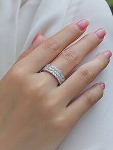 Nhẫn Moissanite bạc 925 cao cấp, không gây dị ứng, nhẫn đính hôn/cưới, thiết kế tối giản, dễ đeo hàng ngày, quà tặng cho ngày Valentine, sinh nhật, đám cưới, kèm hộp quà và giấy chứng nhận. - Bạc - Xem 5