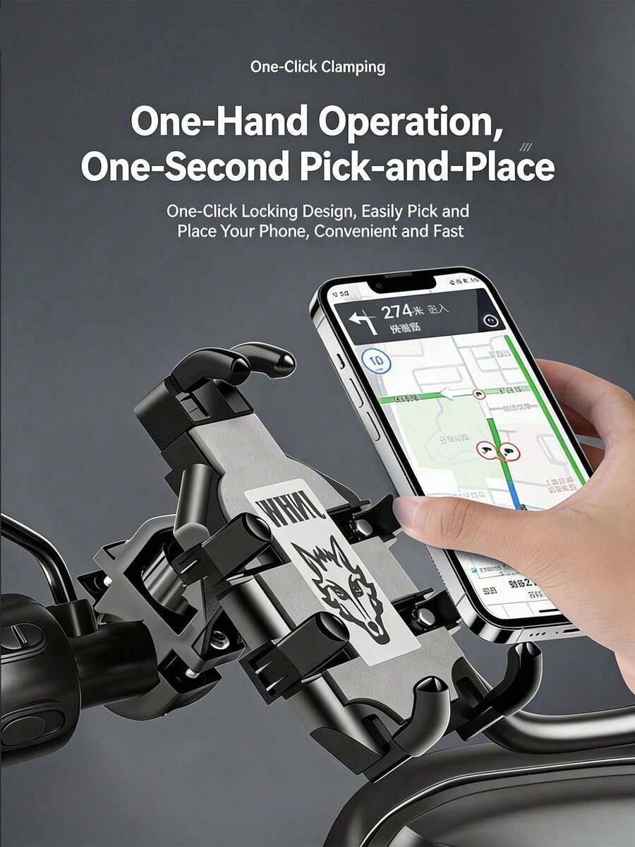 1件裝摩托車後視鏡底座手機支架 GPS 導航手機架 避震防盜款,適用於摩托車、電動單車與滑板車 - 多色 - 查看 1