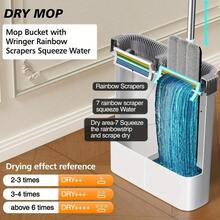 Mop And Bucket Set Measuring 12.99 By 15.75 Inches, Featuring A Wet And Dry Flat Mop, And Includes 2, 4, Or 7 Ultra-Fine Fiber Replacement Pads That Are Machine Washable; Ideal For Cleaning Floors, Walls, And Various Rooms Like The Living Room - 15.75吋拖把+水桶+贈送4個拖把墊 - 查看 9