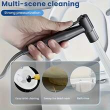 1 Set Wall-Mounted Handheld Bidet Sprayer Kit, Classic Design With Sprayer, Extendable Phone Holder And Hygiene Training Bracket, Modern Bidet System | Durable Wall-Mounted Toilet Sprayer Set - Multicolor - View 5