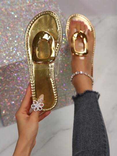 Mẫu sandal đế thấp mới mùa Xuân/Hè 2026, sandal nữ thanh lịch, dép nữ, sandal đế bằng nữ, sandal nữ mùa hè, sandal cỡ lớn có khóa kim loại, dép đi trong nhà chống trơn trượt kiểu cổ tích.