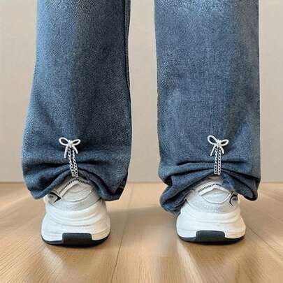 2pcs Heart-Shaped/Bow/Faux Pearl Jeans Ankle Clip, Specially Suitable For Preventing Dragging Of The Bottom Of The Pants Legs In Summer, Anti Slip Slipper Buckle, Pants Length Adjuster, Preventing Dragging Of The Pants Legs On The Ground, Suitable For Jeans And Pants, Waterproof, Portable, Wear-Resistant, Exquisite Shortening Technology