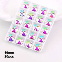 玻璃水晶,AB彩,各种形状,手工闪亮水晶缝纫,手工水晶水钻装饰珠,平底穿孔宝石,DIY配件,缝纫宝石,水钻,用于装饰衣服、连衣裙、包包、鞋子、胸针、耳环、手工艺品。 - 彩色 - 查看 31