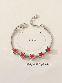 1pc Simple & Stylish Five-Pointed Star Shaped Personalized Chain Bracelet For Women, Suitable For Daily Wear - 黑色 - 查看 4