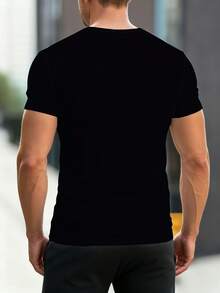 T-shirt homme à manches courtes et col rond, imprimé de la phrase << Papa du garçon dont c'est l'anniversaire », décontracté, confortable et léger, idéal pour l'été. Article vedette - Noir - Voir 3