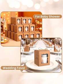 Brown Kraft Paper Box Packaging, Rectangular Paper Gift Box, High-End Gift Box, Transparent Window Candy Box, Kraft Paper Window Gift Box, Wedding Favor Box, Candle Gift Box, Bride Gift Box, Party Guest Favor Box, Wedding Decor Box, Candle Packaging Box. Suitable For Weddings, Birthdays, Bridal Gifts, And Party Favors. - Brown Square Transparent Gift Box With Window - View 2