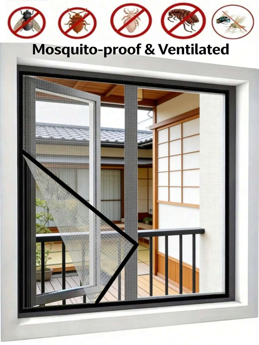 1件装窗户防蚊纱窗，防蚊虫纱窗，网状防虫透气薄纱隐形灰色玻璃纤维蚊蝇夏季防蚊蝇
