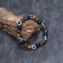 1pc Handmade Tiger Eye Demon Eye Beaded Bracelet, Jewelry Gift For Men And Women - Evil Eye - View 4