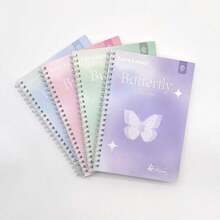 A5螺旋笔记本+蝴蝶圆珠笔，双线圈装订 - 每本60页，优雅情书和蝴蝶图案，横格内页日记本，是理想的礼物之选，也适合女孩日记、办公或学习用品。 - 多色 - 查看 2