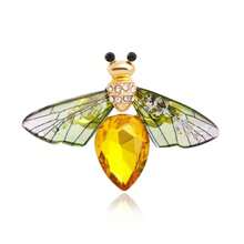 Colorful Rhinestone Crystal Bee Brooch Pin Vintage Bee Pearl Lapel Pin For Women Retro Rhinestone Insect Pin Jewelry Gift - Style 4 Green - View 1