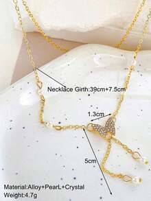 Pearl Butterfly Necklace For Women, Summer Lightweight Luxury Niche Design Collarbone Chain Jewelry Accessory - Gold - View 6