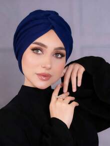 1pc Women's Classic Solid Color Chemo Turban, High Elasticity Pleated Design, Anti-Slip Breathable Headwrap, Multilayer Pleated Style For Hijab Pairing, Soft Comfortable Modal Knit Fabric, Suitable For Daily Wear,Beach,Holiday - Multicolor - View 13