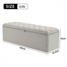 Linen Upholstered Bench: 141 * 41.5 * 47 Cm (L * W * H), Padded Seat, Can Be Used As A Bed Stool With Storage, Light Gray - Grey - View 9