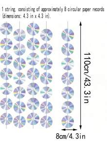 1串复古90年代CD迪斯科横幅，复古纸质CD剪影悬挂装饰，2000年代千禧年派对用品，50年代70年代80年代音乐派对墙面装饰，音乐主题生日派对，约8个圆形纸质CD，尺寸：(4.3英寸*4.3英寸)，材质：纸 - 彩色 - 查看 8