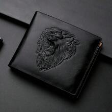 Men's Business Wallet 1PC Black PU Leather 3D Embossed Lion Slim Three-Fold Wallet Functional Design Gift For Men Wallet Purse Leather - Black - View 11