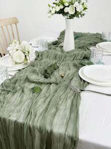 Pleated Table Flags, Foldable Table Flags, Green Tablecloths, Party Supplies, Birthday Gifts, Birthday Decorations, Wedding Sheer Burgundy Sheer, Party Dining Table Center Decor Flags, Party Decorations, Wedding Favors, Tablecloths, Wedding Gifts, Kitchen Tablecloths, Versatile For Various Parties, Weddings, Bridal Showers, Birthdays, Baby Showers, New Year, Etc. - màu xanh lá - Xem 3