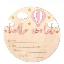 Newborn Birth Announcement Sign, Wooden Baby Name Plaque, Baby Baptism Decoration, Baby Girl Boy Photo Prop, Family Gift, Baby Baptism Easter Gift - Hot Air Balloon - View 14
