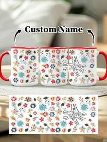 1pc 11oz/15oz Custom Mother's Day Name Mug, Personalized Coffee Cup With Printed Name. The Wrap-Around Pattern On The Mug Can Be Customized With Up To 8 Children Holding Their Mother's Hand. This Mother-Themed Mug With Floral Elements Is An Ideal Gift For Mom And A Unique, Thoughtful Present - 款式4 - 查看 31