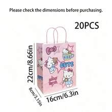SANRIO 5/10/20 piezas Bolsas de regalo con diseños de dibujos animados lindos, bolsas de regalo para cumpleaños y San Valentín, bolsas de empaque de regalo adorables y de moda con asas - Multicolor - Ver 10