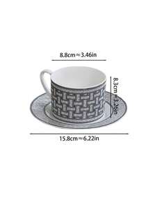 1件套极简欧式奢华咖啡杯，高品质几何图案陶瓷甜点/下午茶套装，优雅卡布奇诺拿铁拉花杯碟套装，复古别致奢华咖啡杯碟套装，适合聚会、派对、餐厅、客厅、咖啡馆等场合。 - 銀色 - 查看 12