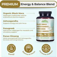 Organic Maca Root Complex Capsules – Ashwagandha, Fenugreek & Panax Ginseng Blend | Herbal Supplement For Women & Men | Daily Vitality Support - 1 chai - Xem 2