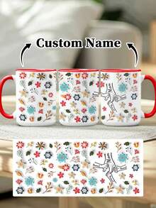 1pc 11oz/15oz Custom Mother's Day Name Mug, Personalized Coffee Cup With Printed Name. The Wrap-Around Pattern On The Mug Can Be Customized With Up To 8 Children Holding Their Mother's Hand. This Mother-Themed Mug With Floral Elements Is An Ideal Gift For Mom And A Unique, Thoughtful Present - 款式4 - 查看 44