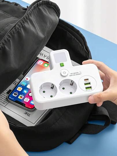 Bảng điện EU, phích cắm điện có công tắc, công tắc đèn ngủ độc lập, 3 ổ cắm AC, thích hợp sử dụng trong nhà và văn phòng.