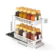 1 buah/2 buah Rak Penyimpanan Plastik Multifungsi 2 Tingkat, Organizer Penyimpanan Kabinet Dua Lapis Kapasitas Besar, Rak Penyimpanan Tipe Laci untuk Botol Bumbu & Toples Rempah, Organizer Tarik Keluar di Bawah Wastafel, Cocok untuk Kabinet, Dapur, Restoran dan Kamar Mandi, Tempat Penyimpanan Hemat Ruang - MultiWarna - View 16